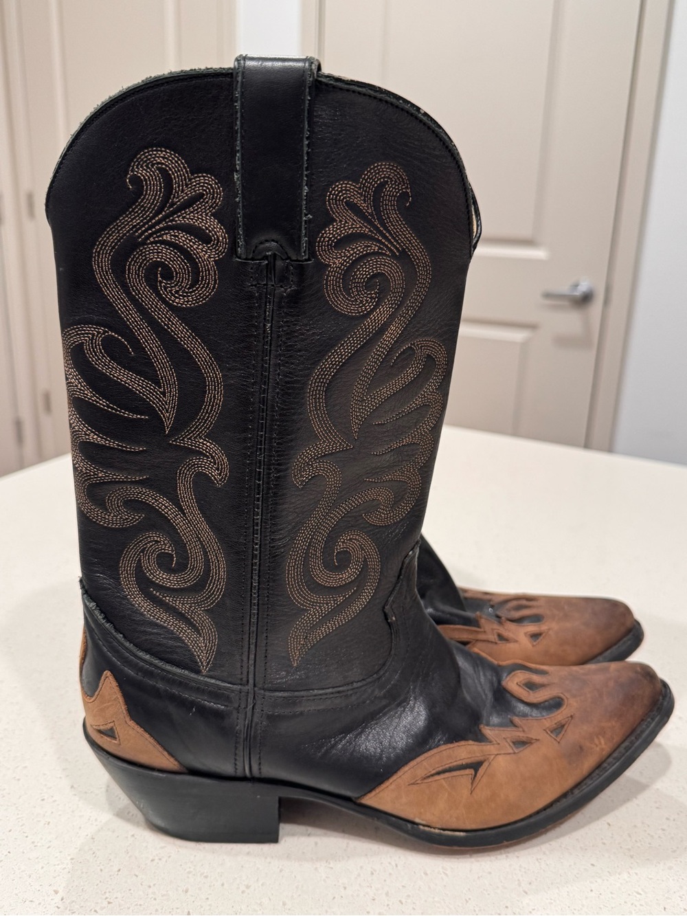 Durango Leather Western Cowboy Boots Two Tone Black Brown Style RD5304 Size 9M